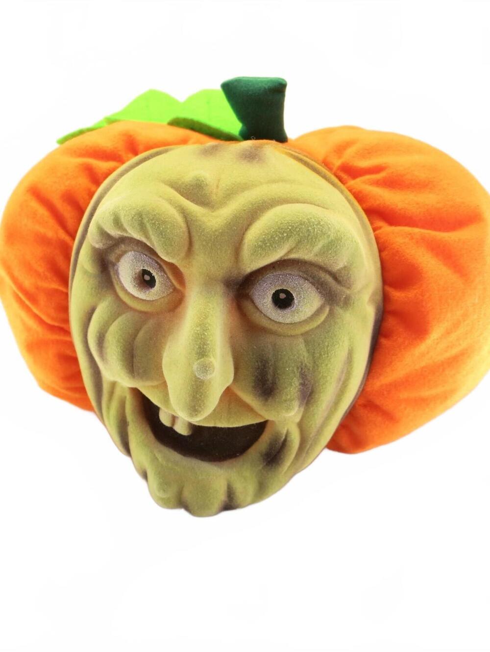 Vintage Halloween Witch Flocked Face Pumpkin Plush by Stuffins 1997